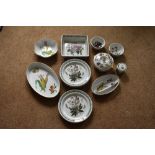 PORTMEIRION; a small collection of 'Botanic Garden' tablewares, comprising six dinner plates, a