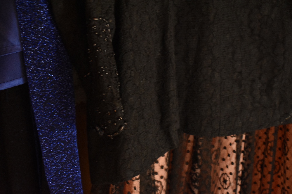 A lady's black lace Romany dress, with black beaded detailing, four further lady's garments and a - Image 4 of 6