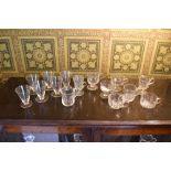 Eight 19th century and later glass custard cups/punch cups, and a set of six glass drinking glasses,