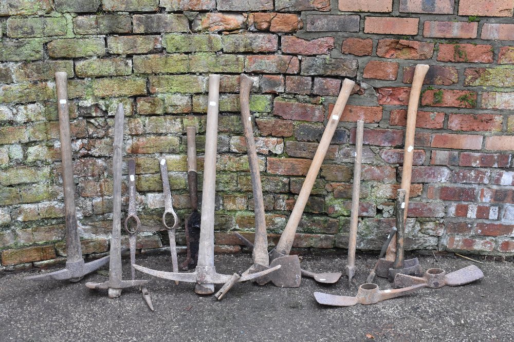 A collection of fifteen assorted axes and pick axes.  PROVENANCE: The Raymond Rush Collection. Mr