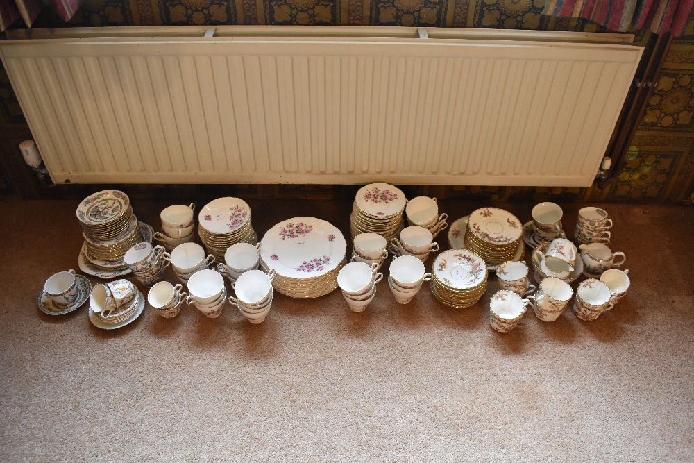 A miscellany of tea services including a Regency bone china part tea service decorated in pink