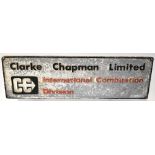 A vintage 'Clarke Chapman Ltd International Combustion Division' cast metal and coloured heightened