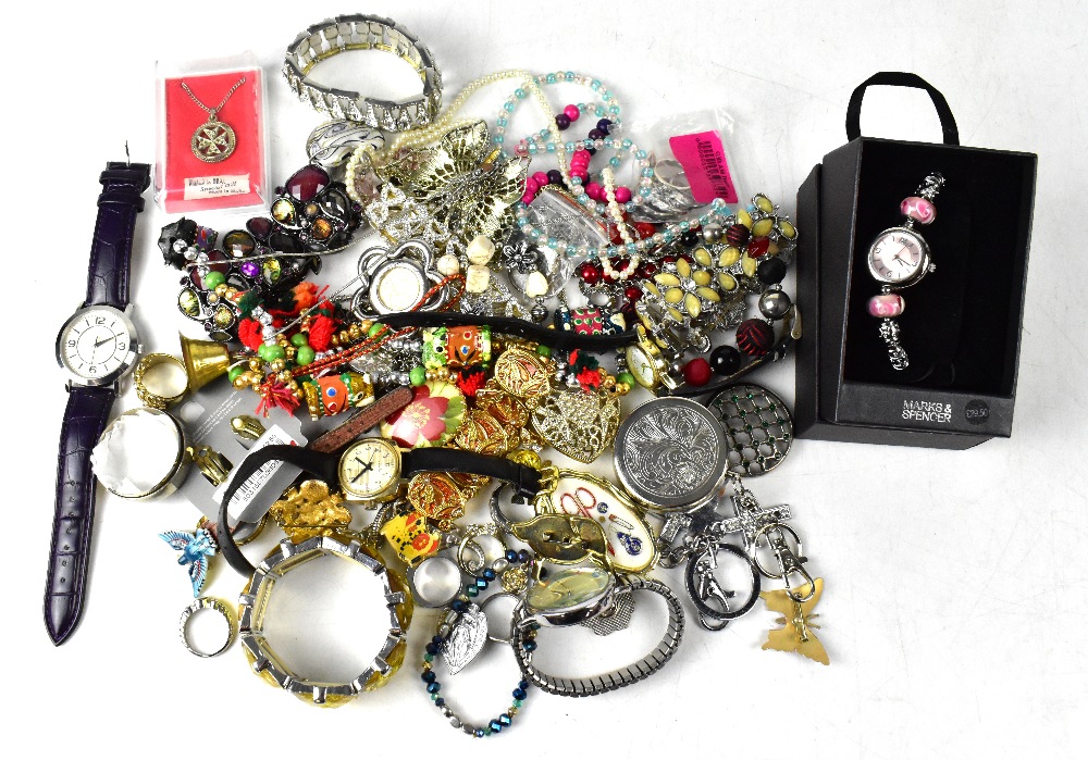 Various items of mixed costume jewellery to include rings, necklaces, bracelets, watches, etc.