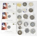 A quantity of silver and white metal coins to include American dollars,