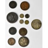 Various antique British coins to include an 1890 Queen Victoria silver crown,