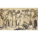 ERICH WOLFSFELD (German, 1884-1956); a black and white etching 'Joseph Being Sold into Slavery',