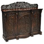 A 19th century Anglo-Indian rosewood profusely carved sideboard,