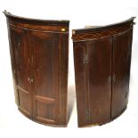 Two 19th century mahogany wall-hanging corner cabinets,