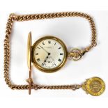 A Gold plated Dennison half hunter pocket watch,