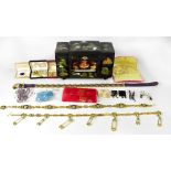A Oriental style lacquered musical jewellery box together with a quantity of costume jewellery to
