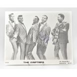 THE DRIFTERS; a black and white photograph bearing the signature of Johnny Moore, 20 x 25.25cm.