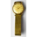 TISSOT; a gentlemen's vintage gold plated Tissot 'Visodate' wristwatch with crown wind movement,