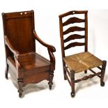 A Victorian mahogany commode and a single Victorian dining chair (2).