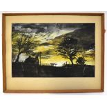 TORQUIL MACLEOD (1933-2002); watercolour depicting a farmstead on a stormy night, 29 x 43cm, framed.