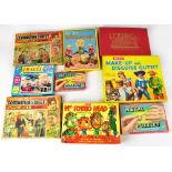 A quantity of vintage jigsaws and games, to include 'Coronation Street' jigsaw, 'Frustration',