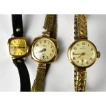 Three vintage ladies' crown wind gold wristwatches to include a Zenith,