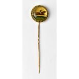 A late 19th century yellow metal stick/scarf pin,