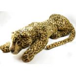 A large cuddly toy of a reclining leopard, length 122cm.