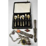 A small collection of jewellery and silver items,
