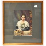 K E HILL; watercolour, half portrait of a lady, signed and dated 1895 lower left, 20 x 14.