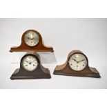 Three Edwardian Napoleon hat mahogany mantel clocks,