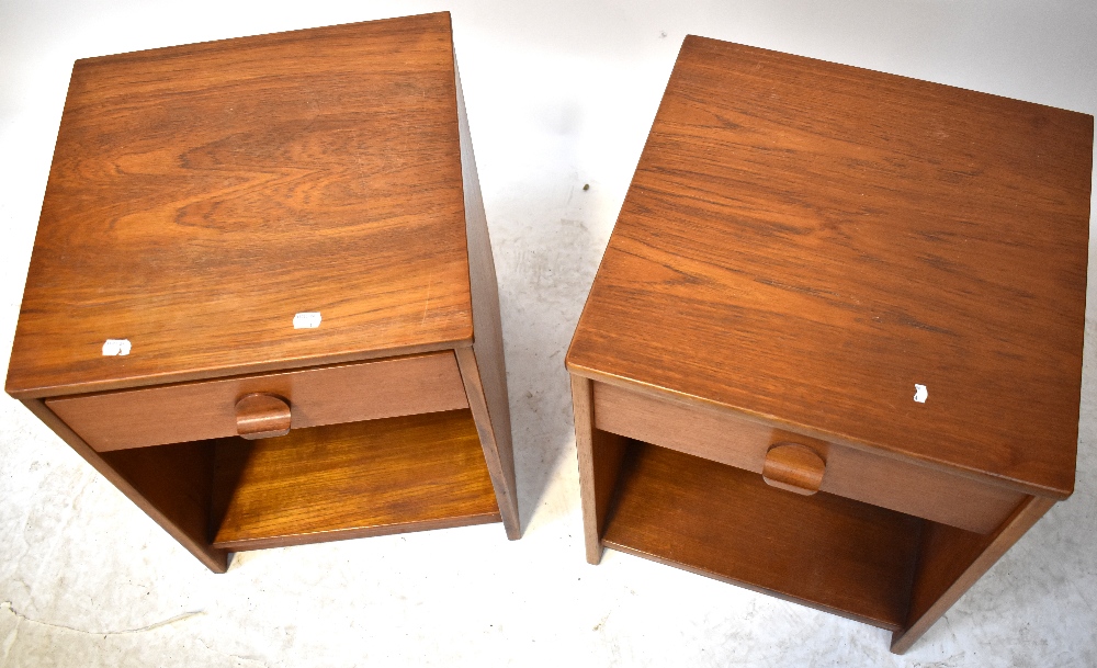 A pair of Stag teak bedside cabinets, each with a single drawer above open recess, - Image 2 of 2