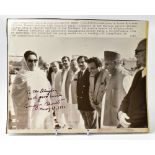 BENAZIR BHUTTO; a black and white photograph inscribed 'To Mr Ellington, with good wishes, May 19,