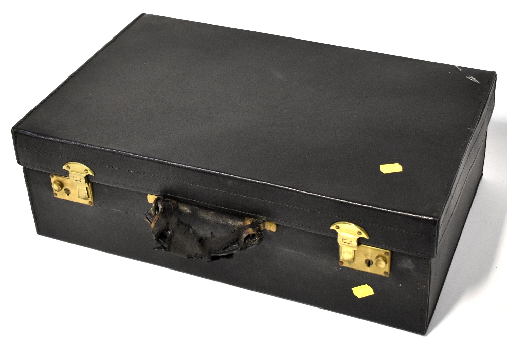 A large black vanity travel case with frilled satin pockets to the inside, - Image 2 of 2