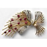 A 20th century 9ct gold and ruby cluster brooch,