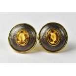 LEO DE VROOMEN; a pair of 18ct yellow gold clip-on earrings,