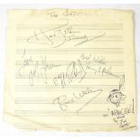 THE SHADOWS & CLIFF RICHARD; a music sheet signed by Hank Marvin, Bruce Welch, Tony Meehan,