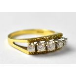 An 18ct gold five-stone diamond half eternity ring,