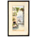 Y GIANNI (Italian 19th/20th century); watercolour, harbour scene, signed lower left, 39 x 18cm,