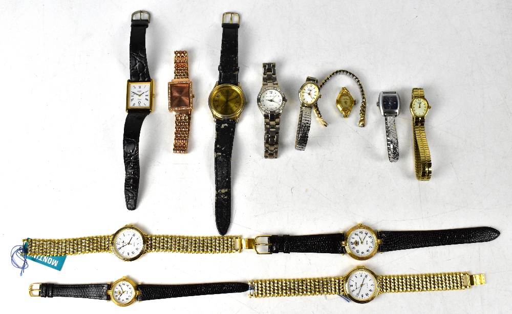 A collection of gentlemen's and ladies wristwatches to include a Bulova plated cocktail watch with