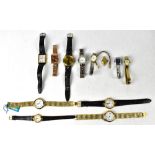 A collection of gentlemen's and ladies wristwatches to include a Bulova plated cocktail watch with