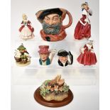 Various modern pottery and porcelain collectibles to include three Royal Doulton figures,