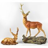 BESWICK; a large model of a Stag, 'Monarch of the Glen', on a stylised woodland base,