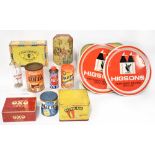 A collectors' lot to include advertising ware, tins, matchboxes, Higsons Brewery tin trays,