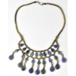 A vintage Middle Eastern lapis lazuli fringe necklace,