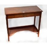 An Edwardian style mahogany rectangular top side table with single frieze drawer,