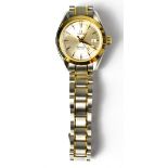 OMEGA; a ladies' bicolour Seamaster wristwatch with Aquaterra movement,