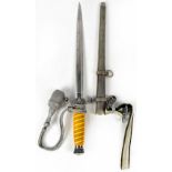 A WWII German (Army) Heer officer's dagger with oak leaf pommel and wrythen handle,