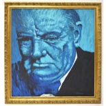 ALLEN CURRAN (British, 20th century); oil on canvas, 'Winston Churchill in Blue',