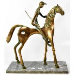 ATTRIBUTED TO ARTHUR DOOLEY (1929-1994); a bronze sculpture of a jockey riding a horse,