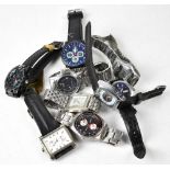 Various gentlemen's sports and dress watches to include five with leather straps and four with