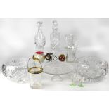A small quantity of cut and moulded glassware to include two impressive cut glass punch bowls,