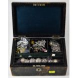 A vintage jewellery box with inner tray,