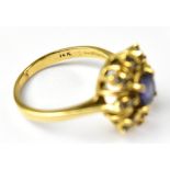 WITHDRAWN: A 14ct gold ladies' diamond and blue stone cluster ring,