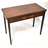 A 19th century gateleg fold-over top mahogany tea table of square form,
