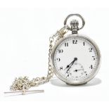 A George VI silver crown wind open faced pocket watch white enamel dial set with Arabic numerals and